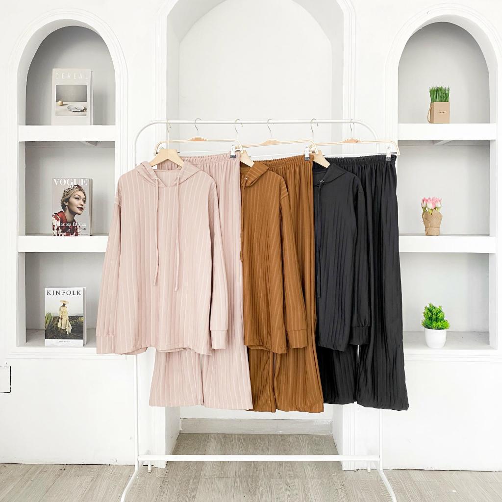 YURI SET setelan hoodie wanita / setelan hoodie jumbo / setelan hoodie hijab