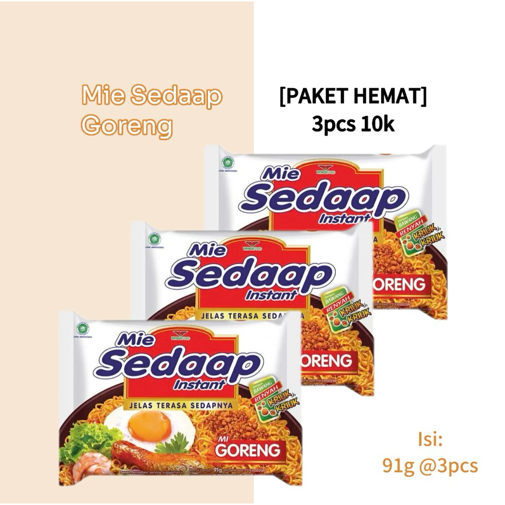 

[PAKET HEMAT] Mie Sedaap Goreng Mi instan kemasan 91g @3pcs