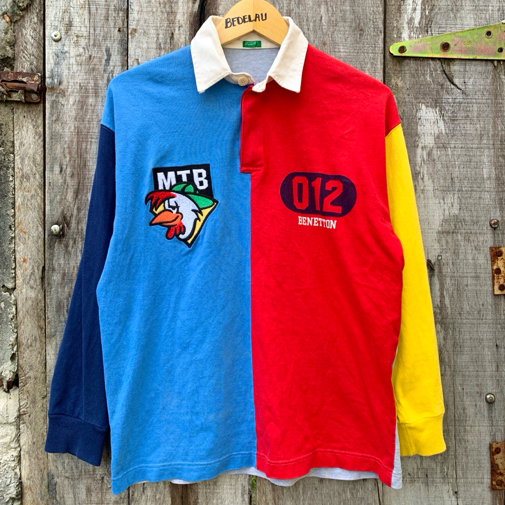 Vintage Colors Of benetton polo rugby  shirt