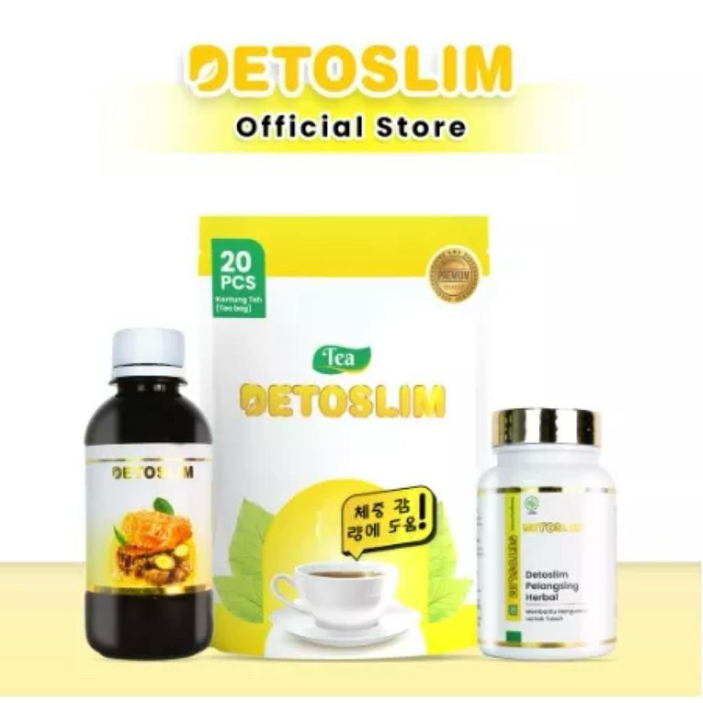 [100% ORIGINAL] Detoslim 1 Botol Madu + 1 Teh + 1 Botol Kapsul Detoslim Menurunkan Berat Badan Secar