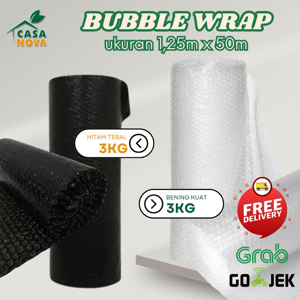 

CASANOVA - BUBBLE WRAP 125cm x 50m Tebal hitam putih