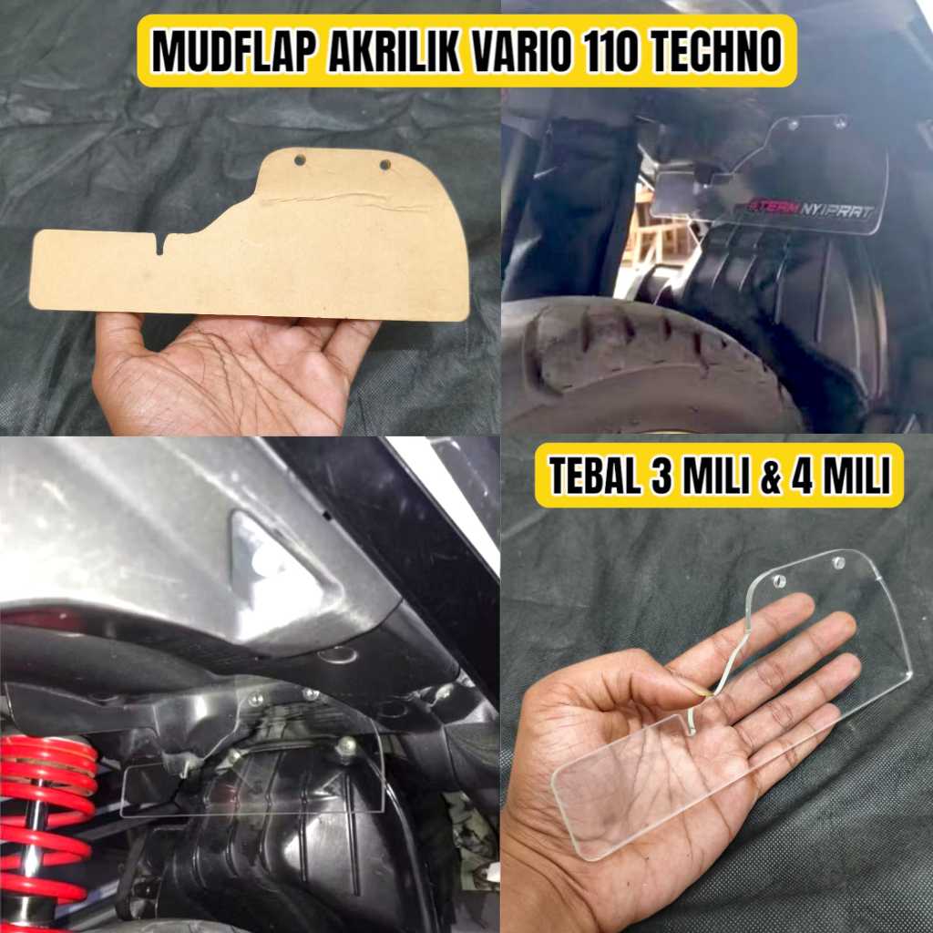 MUDFLAP PENAHAN LUMPUR AKRILIK VARIO 110 TECHNO MIKA KOLONG AKRILIK TRANSPARAN VARIO 110 TECHNO KARB