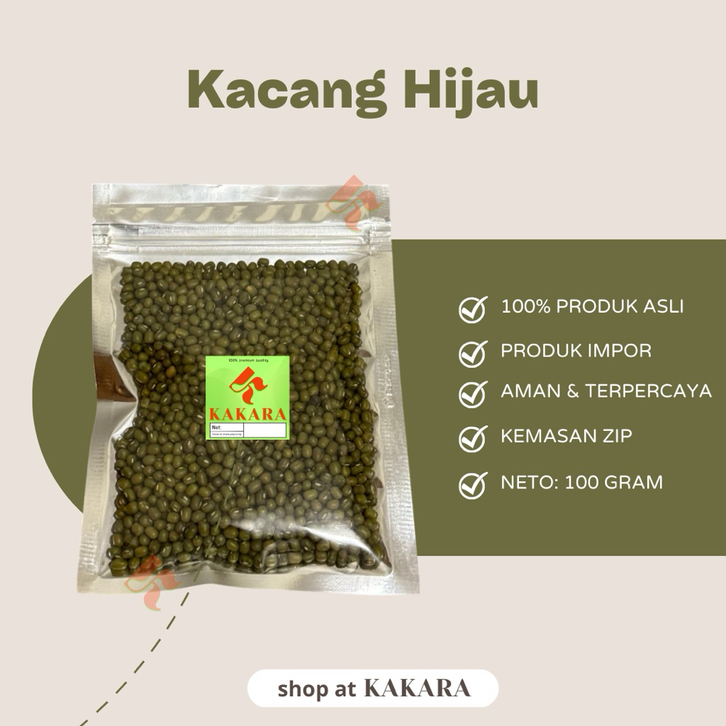 

KAKARA - Kacang Hijau Impor 100 gram Kemasan sachet zip