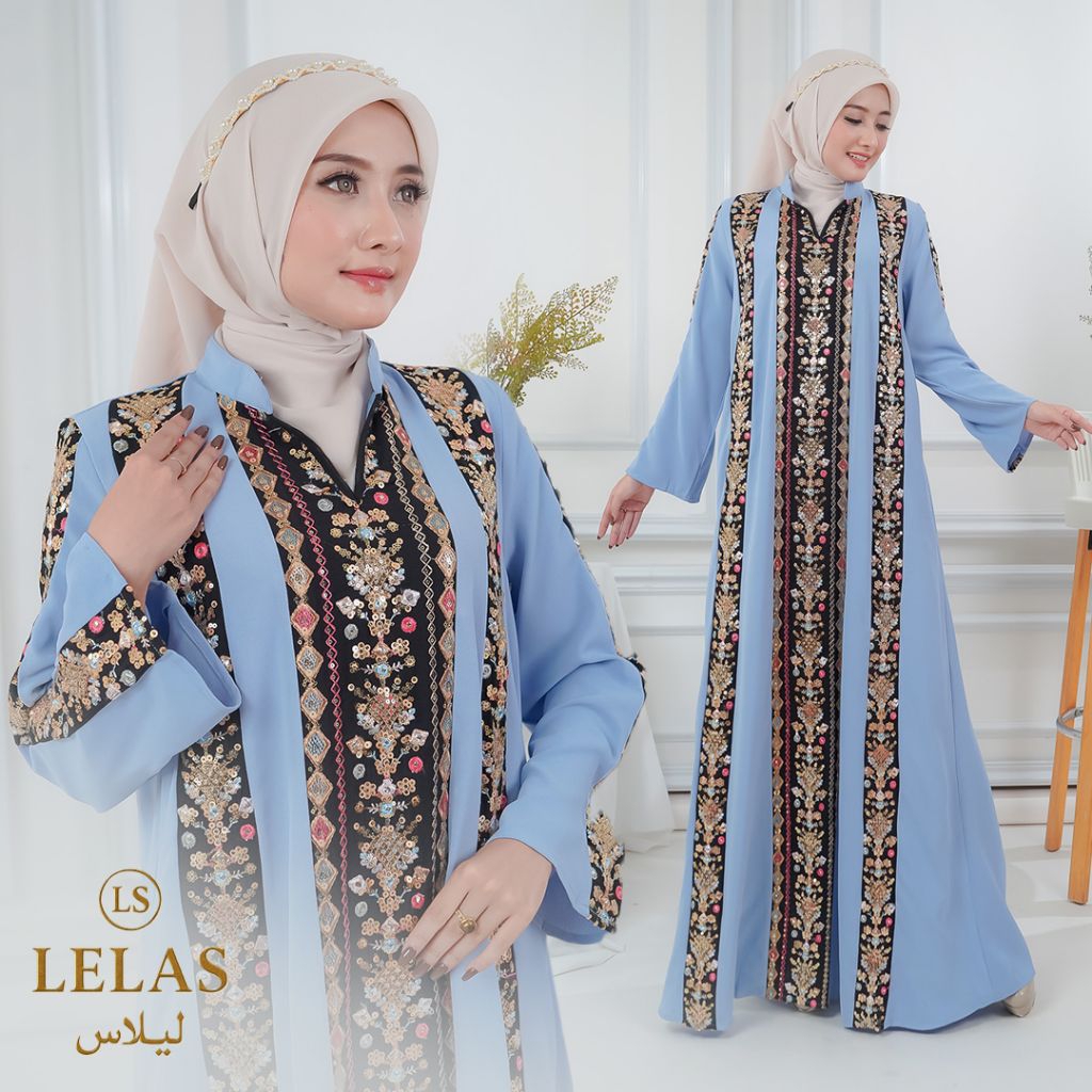 Dubai Style Bordir Kaftan Wanita Muslim ,Jubah Panjang Koktail Maxi Gaun Arabian Style Dari Lelas St