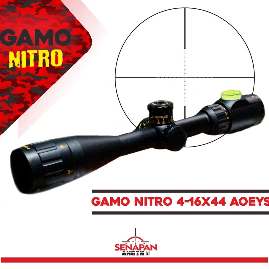 KODE C58H GAMO NITRO 416X44 AOE  TELESKOP TERLARIS TELESKOP GAMONITRO 416X44 AOE RETIKEL 2 WARNA  SU