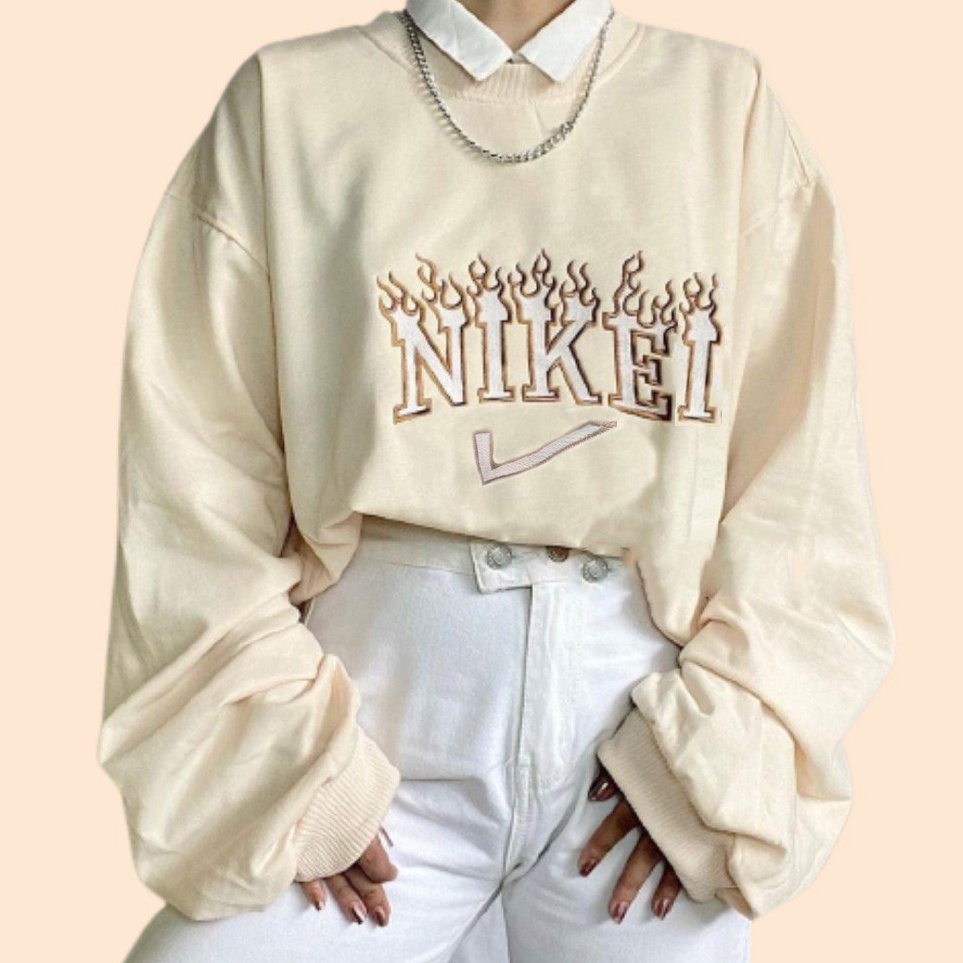 Big Sale FIRE NIKEI BORDIR SWEATER OBLONG CREWNECK BABYTERRY MOTIF API