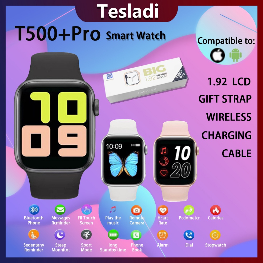 KODE D4V Tesladi SmartWatch T5Pro Full Layar Sentuh Watch Pemutar Musik Monitor Detak Jantung Tekana