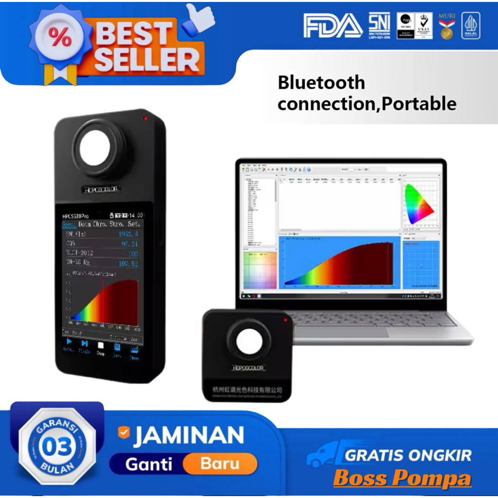 LUX Light Meter Spectrum Measurement Led Spectrum Analyzer CCT CRI Spectrometer HPCS-330 - CHINA