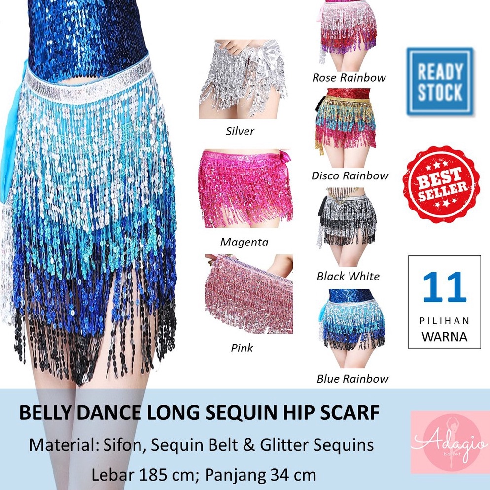 KODE Y68A BELLY DANCE HIP SCARF SABUK TARI PERUT SELENDANG ZUMBA SEQUIN PAYET MANIK RUMBAI PELANGI G