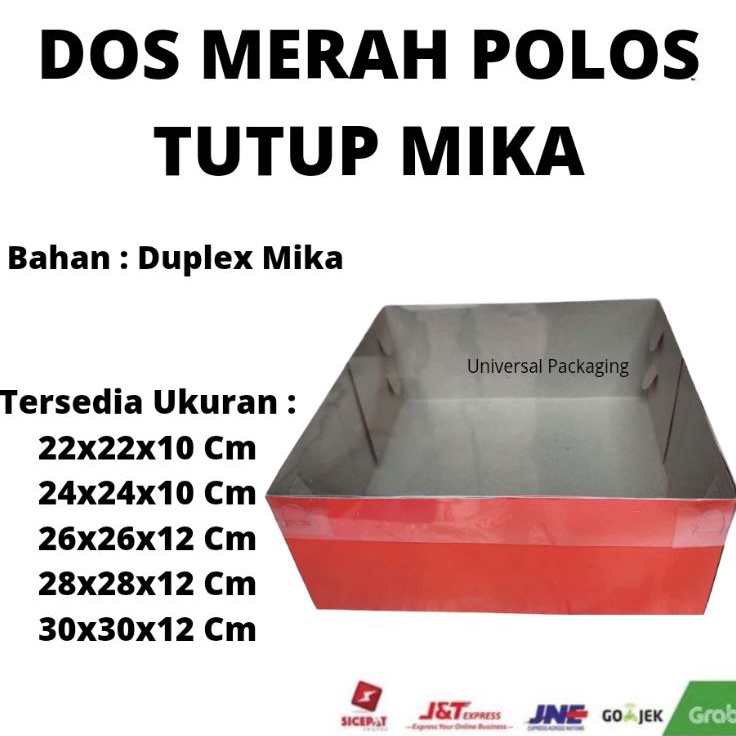 

1 PCS Dos DUPLEX MERAH TUTUP MIKA Tinggi 1 cm 12 cm Box Dos Hampers Kue Cake
