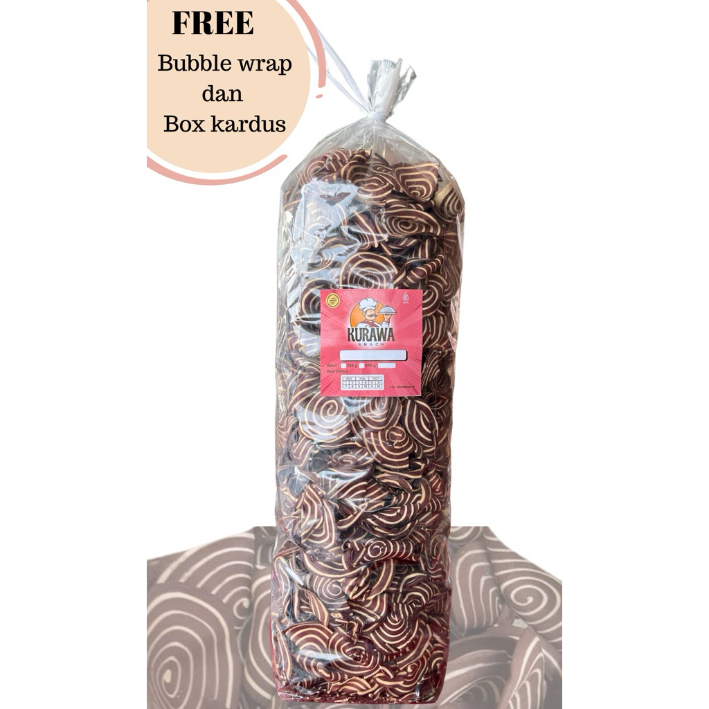 

DISKON 1 ball kue kuping gajah coklat renyah free bubble wrap dan box kardus cemilan snack manis (1kg)