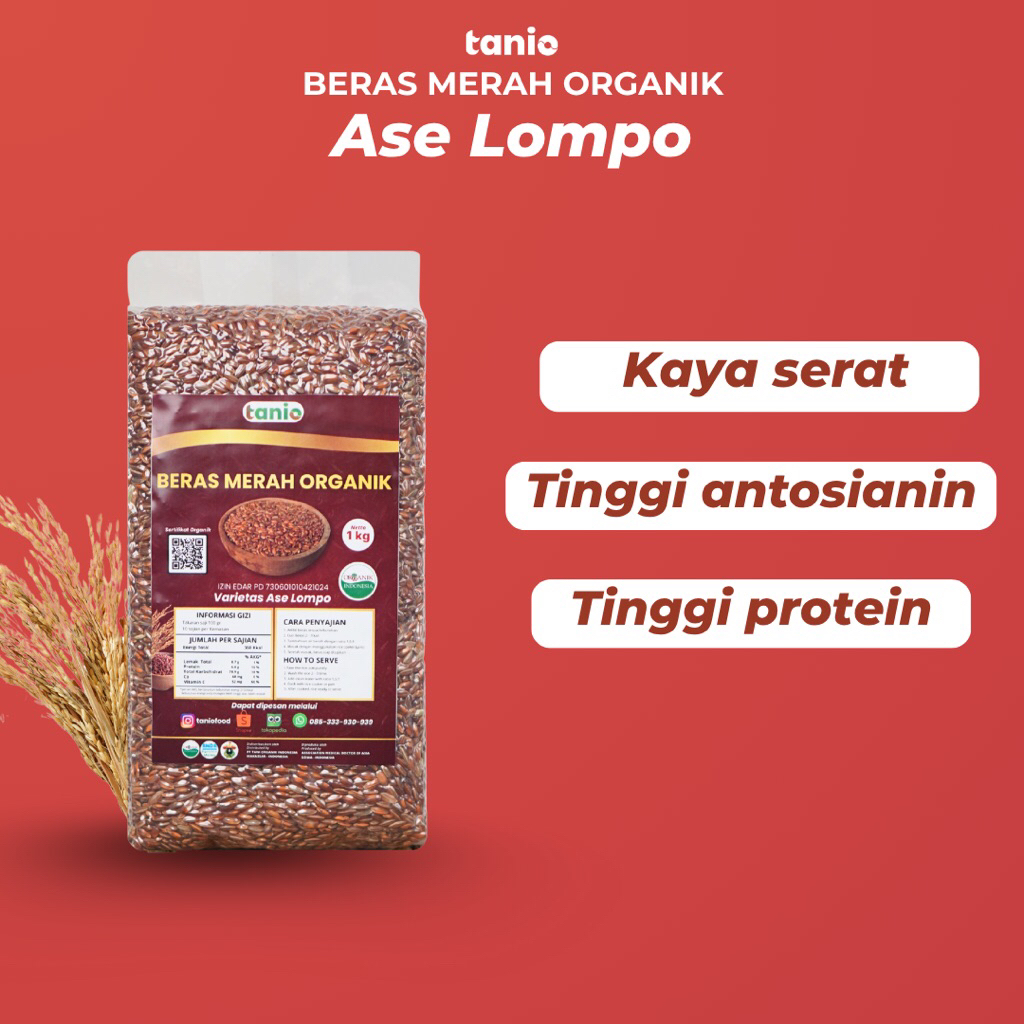 

Beras Merah Organik Ase Lompo [Bersertifikat Organik]