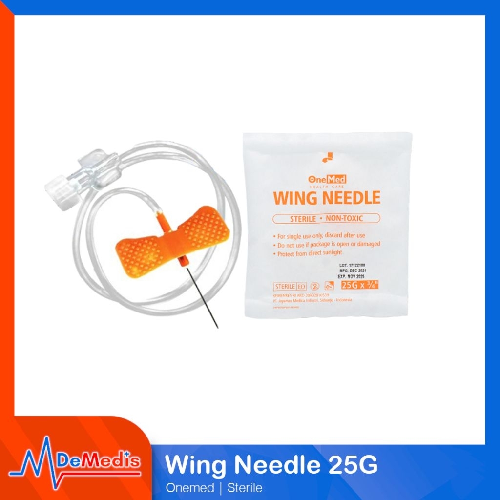 Wing Needle 23G 25G 27G ONEMED Scalp Vein Set Wing Infusion Jarum Infus