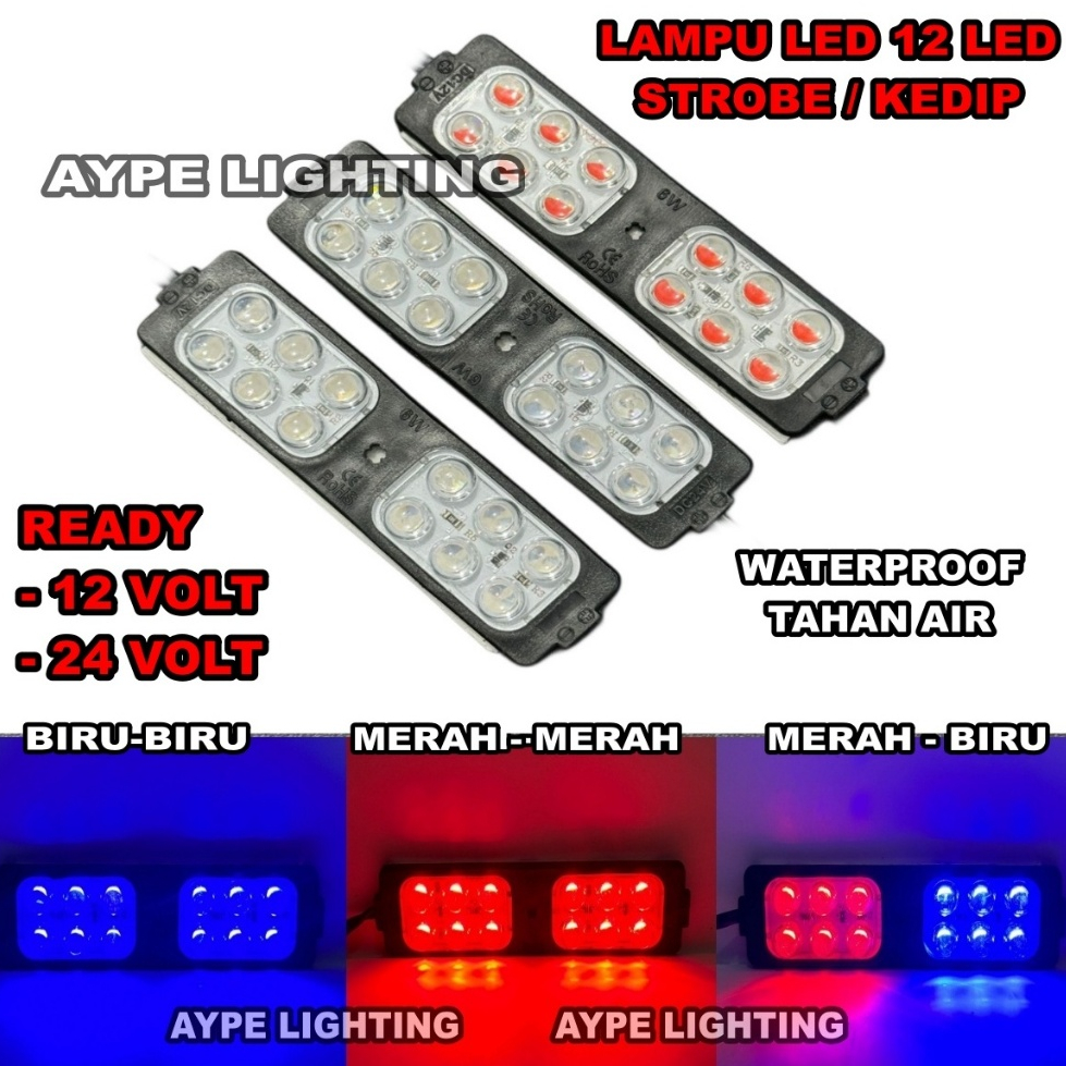 Lampu Led Plasma 12 Led Mata Flash Kedip Lampu Kolong 12 Volt / 24 Volt Motor Truck Kedap Kedip