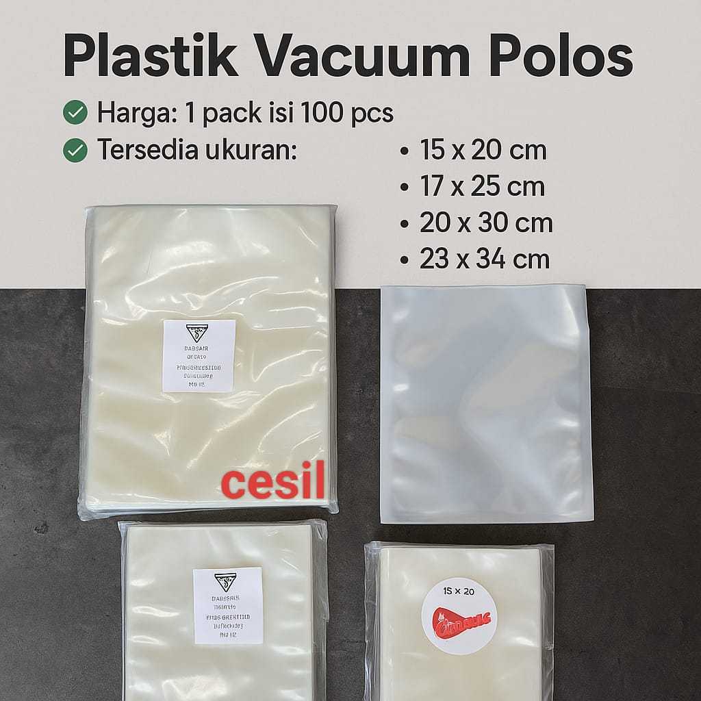 Plastik Vacuum Polos 100 Lembar / Plastik Vacum Polos / Plastik Vacum / Plastik Sealer /Sealer Vacum