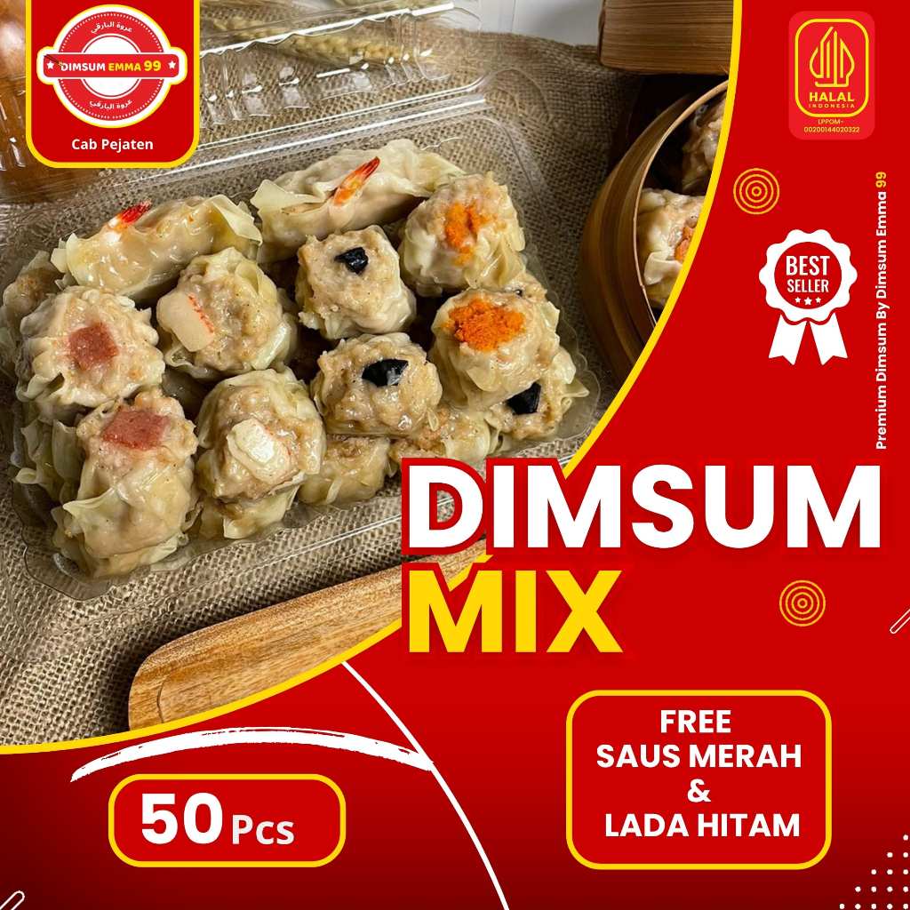 

Dimsum Ayam PREMIUM Frozen isi 50 pcs Mix Toping Free Saos Merah & Lada Hitam Halal & Nikmat / Dimsum