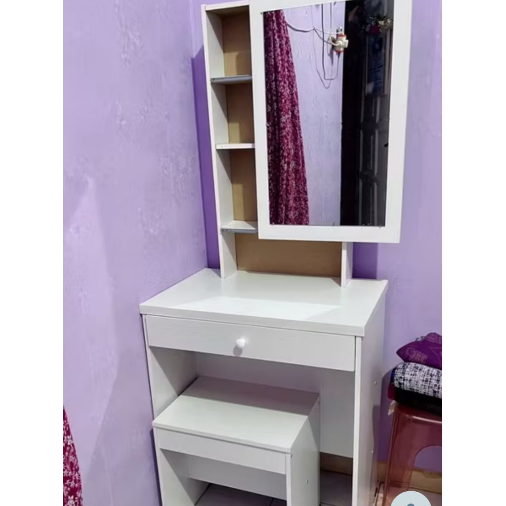 MEJA RIAS KACA SLIDING(KACA GESER) / MEJA RIAS PUTIH KACA MEJA RIAS KECANTIKAN COCOK UNTUK KADO