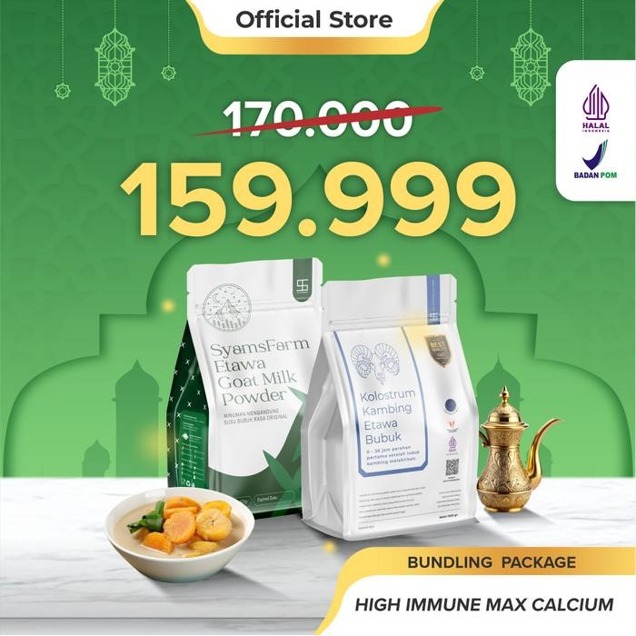 

Bundling Package Ternak Syams Susu Kambing Etawa Kolostrum 500Gr + Susu Kambing Etawa Bubuk Original