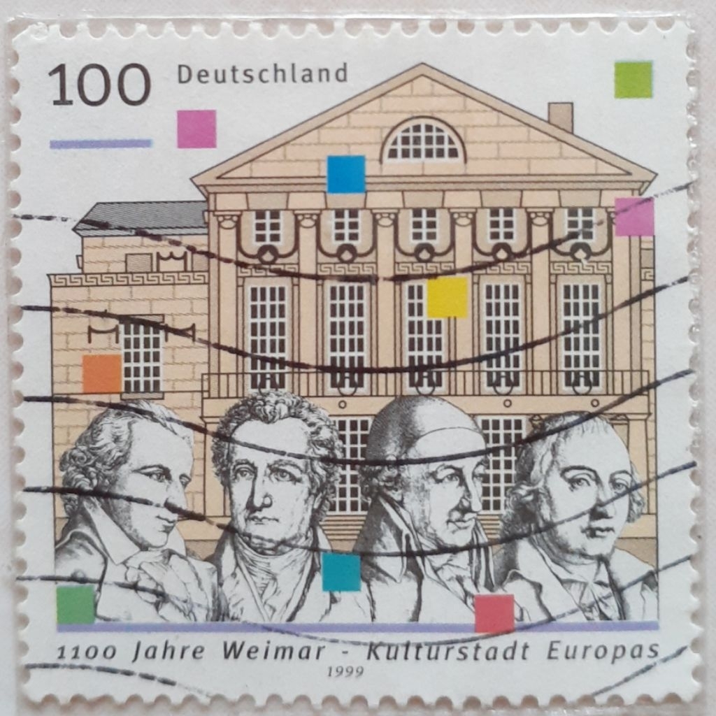 

(J2) Perangko Jerman Schiller, Goethe, Wieland, Herder, German Nationaltheater Tahun 1999