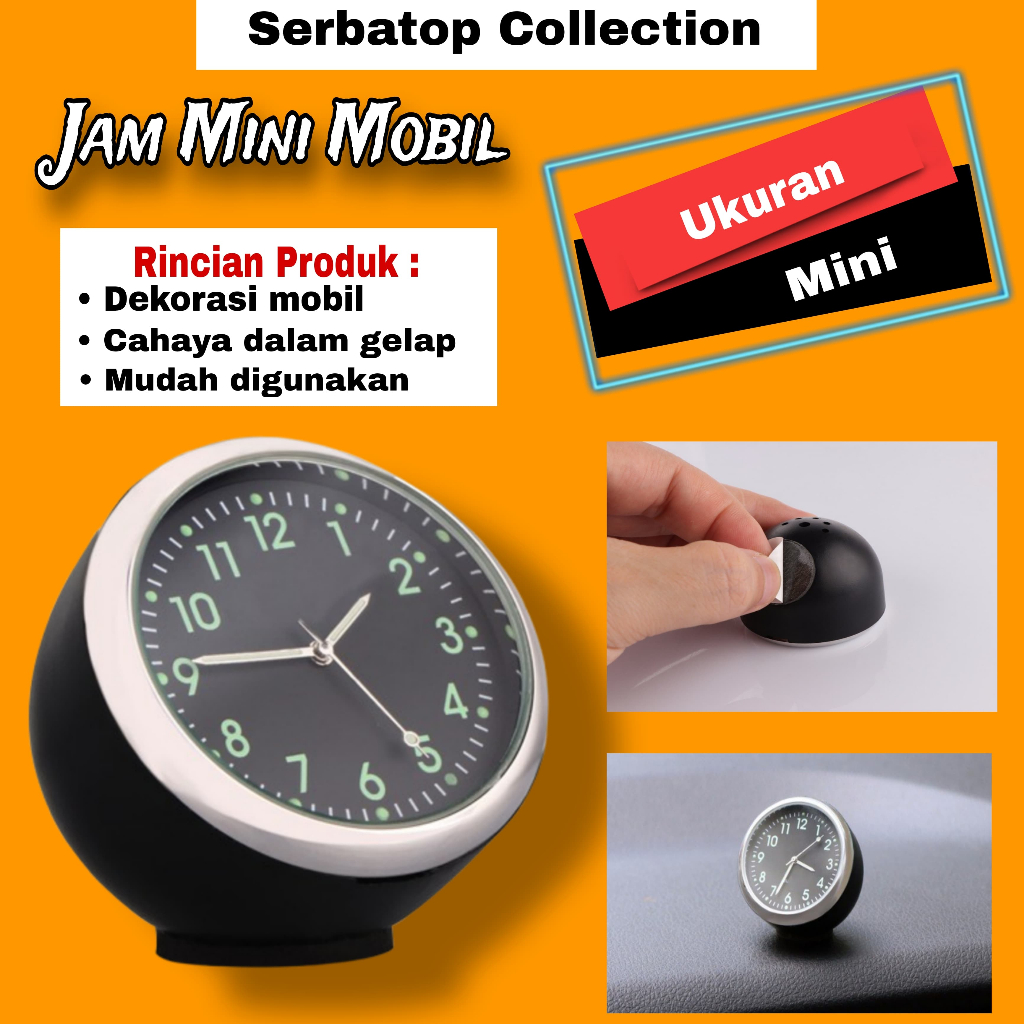 Dekorasi Mobil Jam Mini Quartz Clock Luminous Jam Mini Hiasan Mobil