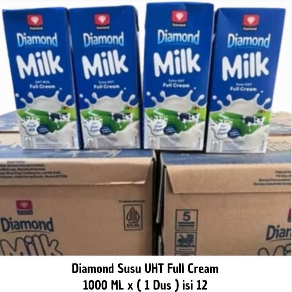 

Susu UHT Diamond Full Cream 1000ML ( 1 Liter ) x 1 Dus Isi 12 Pcs