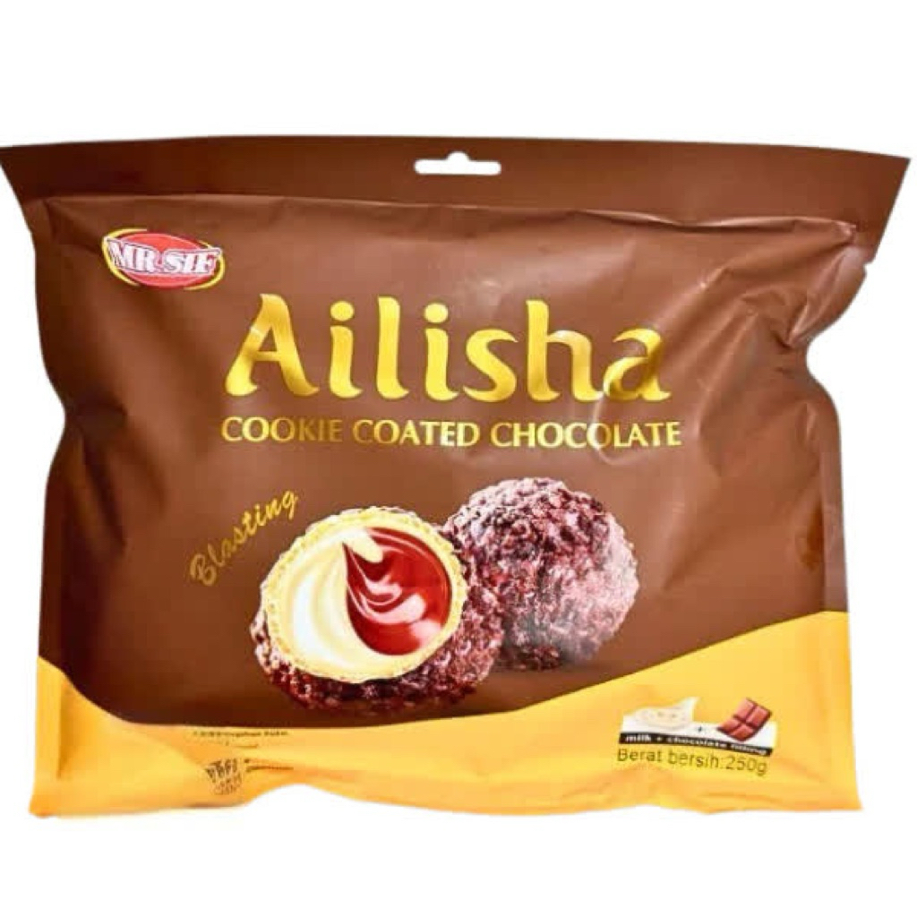 

QH [fashion518] MR.SIF Ailisha Golden Chocolate 200g Ailisha Cookie Coated Chocolate Coklat Cookies