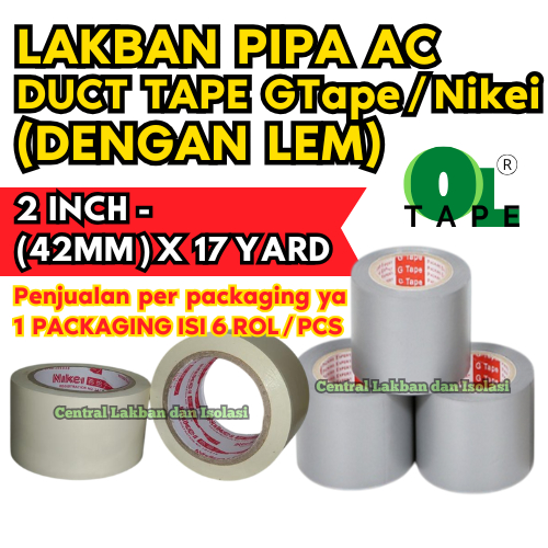 Duct Tape / Lakban AC GTape / Nikei Dengan Lem Anti Bocor Isolasi Plakban Pipa (Vinyl Lem)