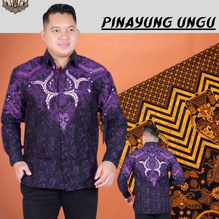 ⸨BATIK.UE⸩ BAJU BATIK PINAYUNG UNGU PRIA LENGAN PANJANG