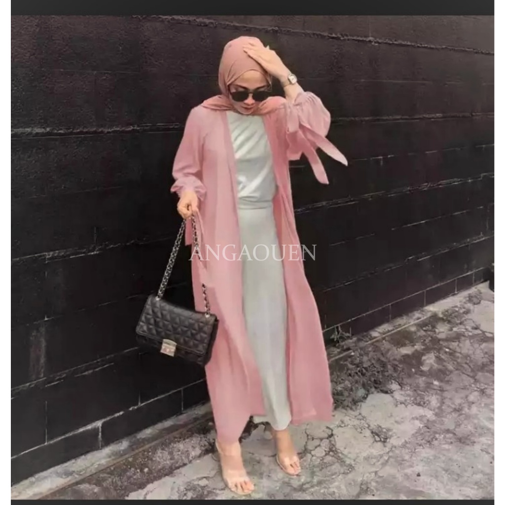 Angaouen - Mahira Outer 035 Crinkle Airflow Tebal Panjang Oversize Muslim Casual Stylish Nyaman