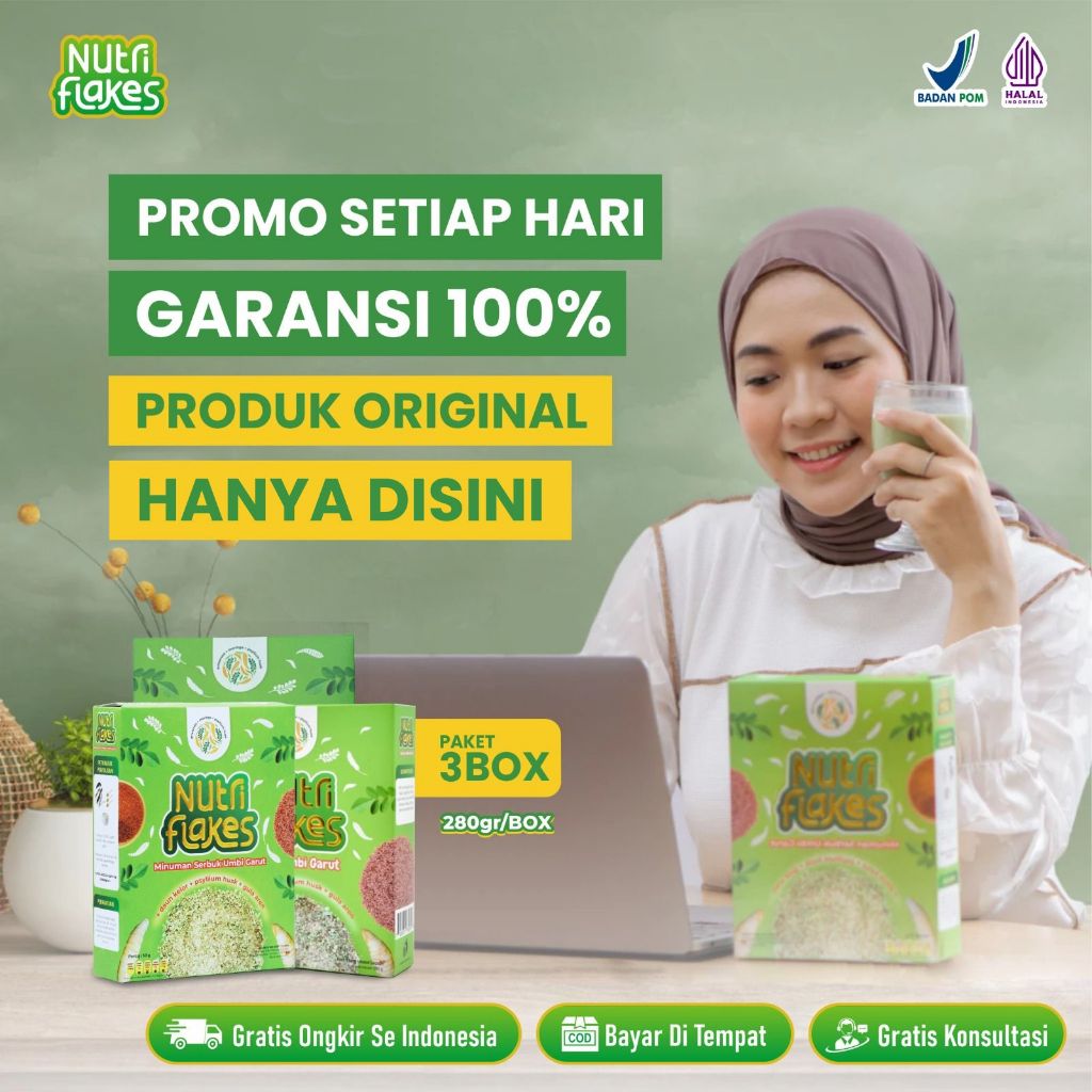 

NUTRIFLAKES 3 BOX - Sereal Sehat Umbi Garut Efektif Mencegah, Mengobati Permasalahan Lambung dan Membantu Program Diet | Nutriflakes Mart