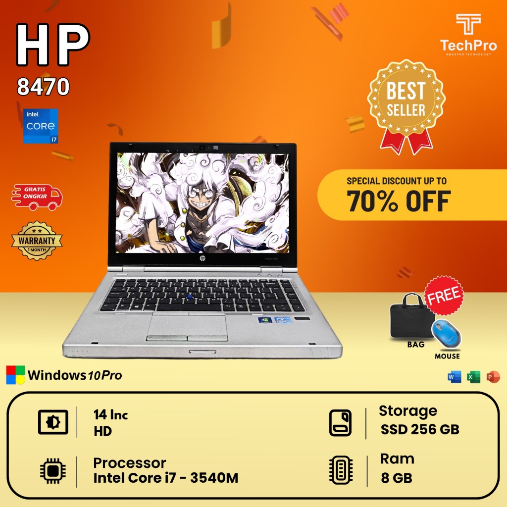 Laptop kantor HP Elitebook 8470 i7 Gen 3