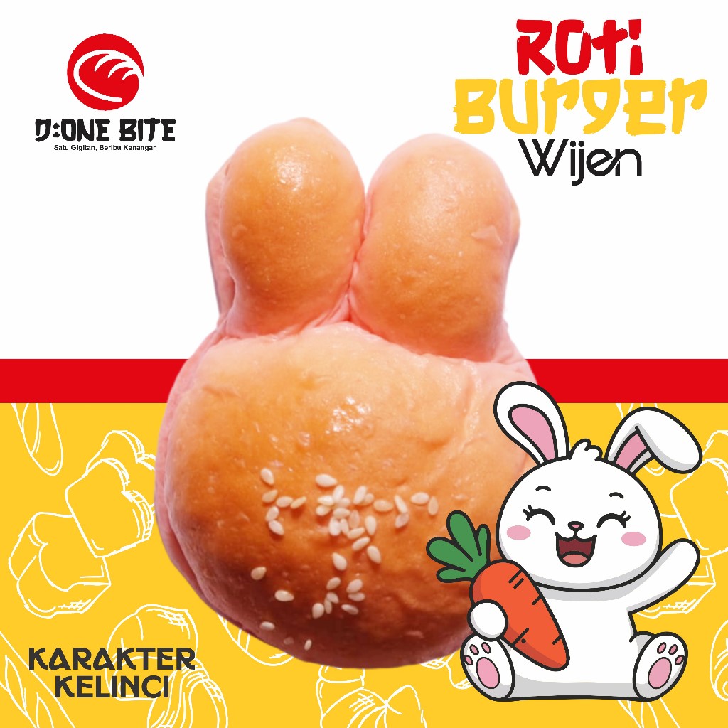 

Roti burger pink 10cm wijen karakter kelinci variant 3 dan 6