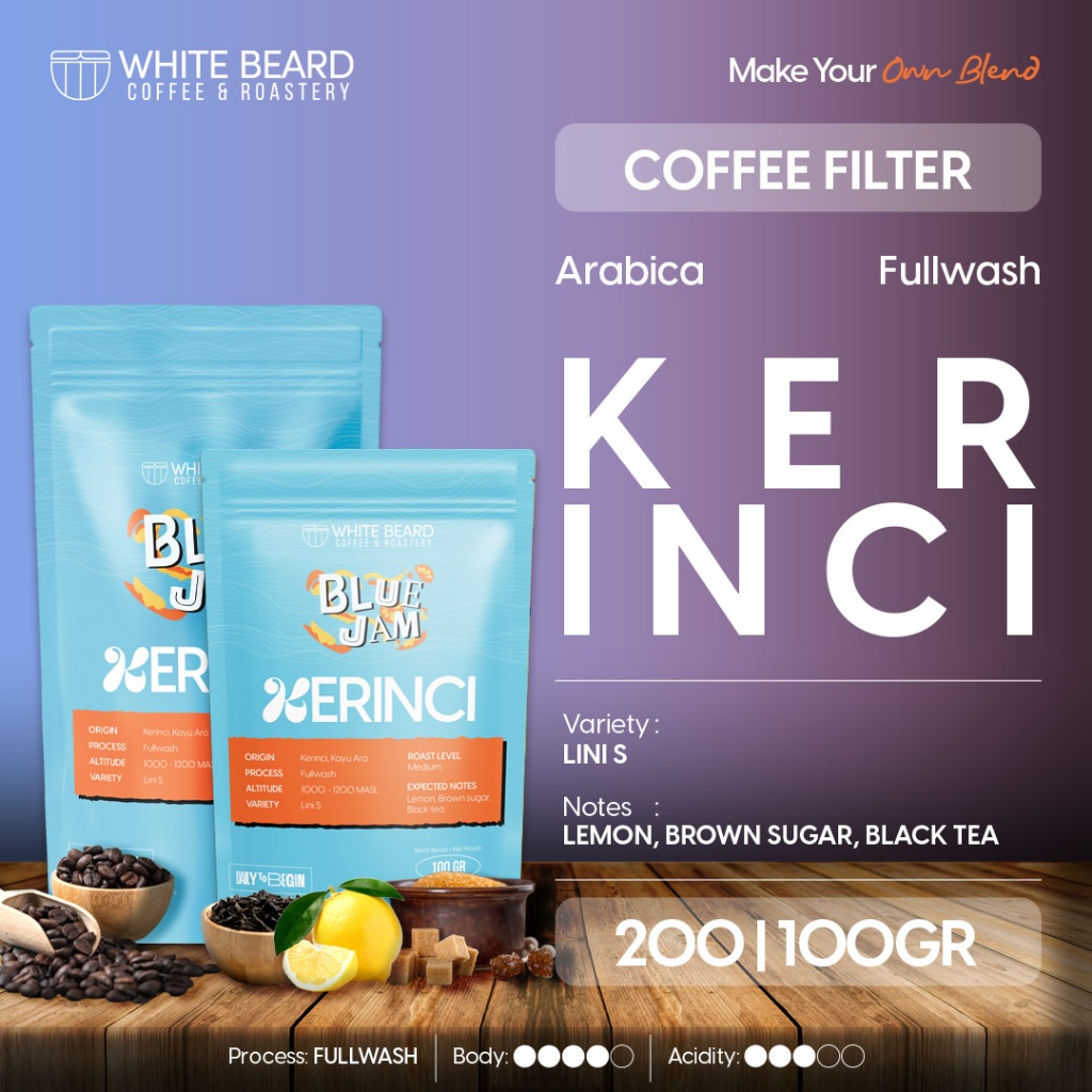 

Whitebeard - Filter Specialty Kerinci Fullwashed Biji Kopi Bubuk Single Origin V60 100 gr 200 gr