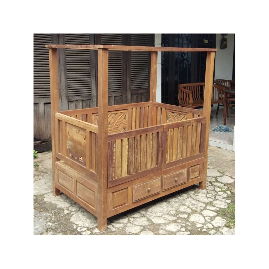 Kayu Lama Box Keranjang bed Bayi kayu jati
