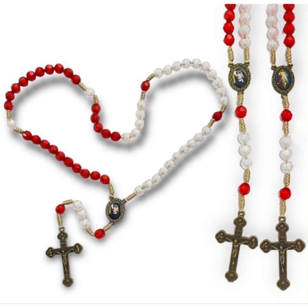 Rosario Merah Putih 8mm P1/8 - Kalung Rosario - Rosario - Rosario Koronka - Rosario Faustina - Rosar