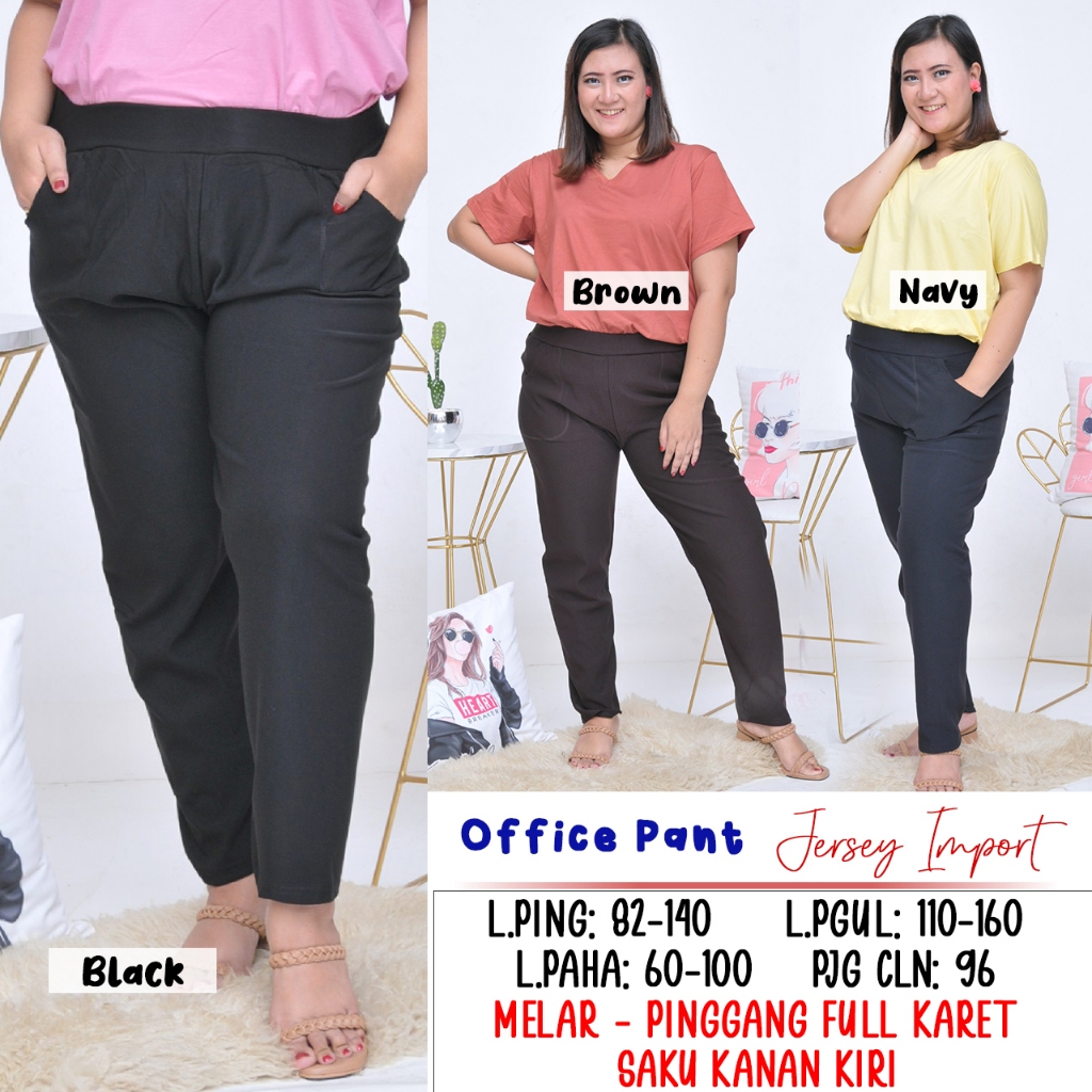OFFICE PANT CELANA PANJANG KERJA BIGSIZE JUMBO SUPER NYAMAN STRETCH MELAR