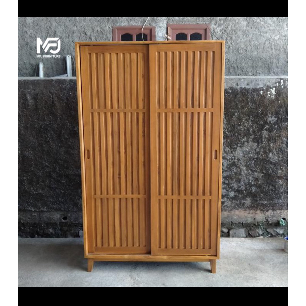 Lemari pakaian minimalis kayu jati Lemari pakaian minimalis 2 pintu sliding kayu jati asli Lemari pa
