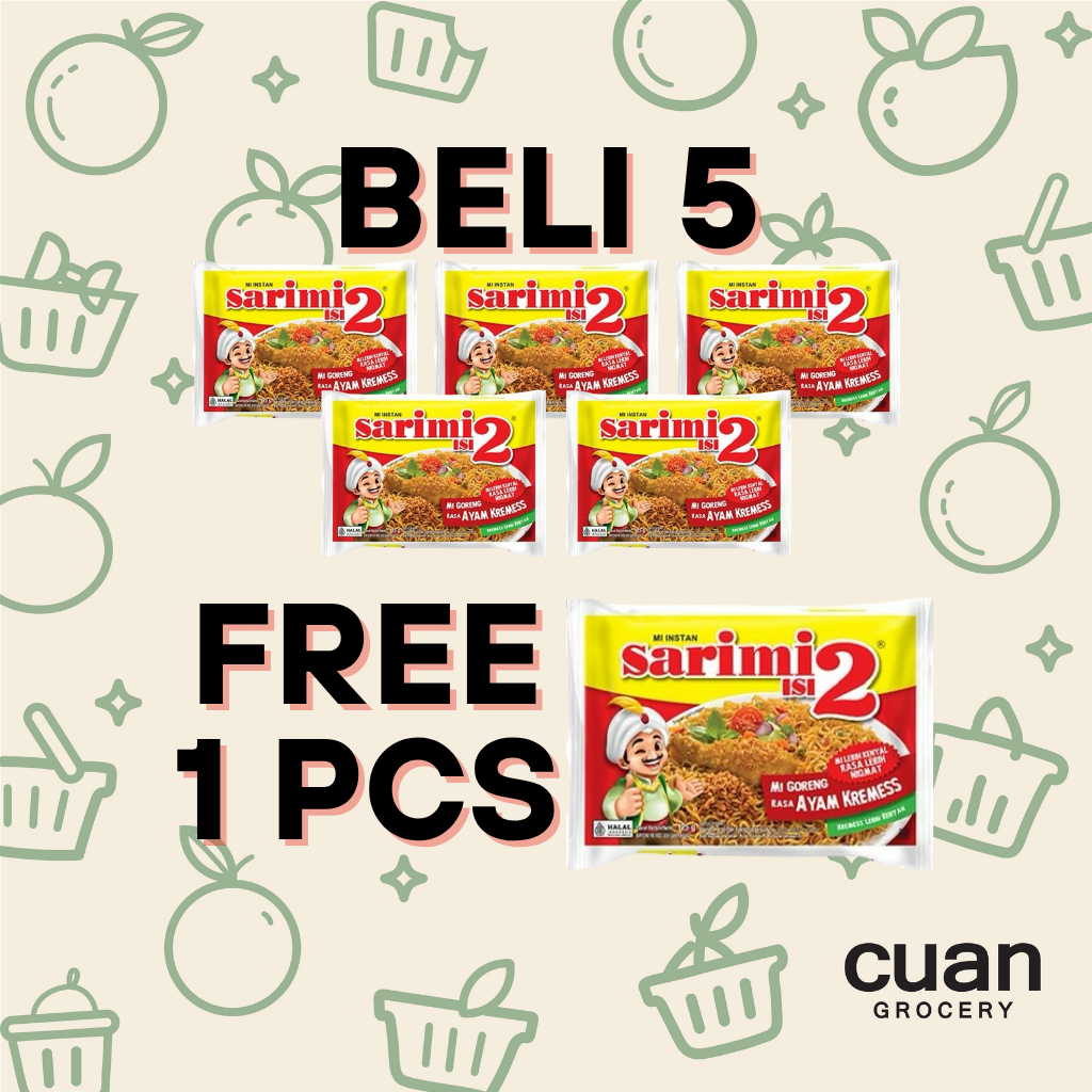 

PROMO!! Sarimi Isi 2 Goreng rasa Ayam Kremess (Beli 5, Free 1Pcs)