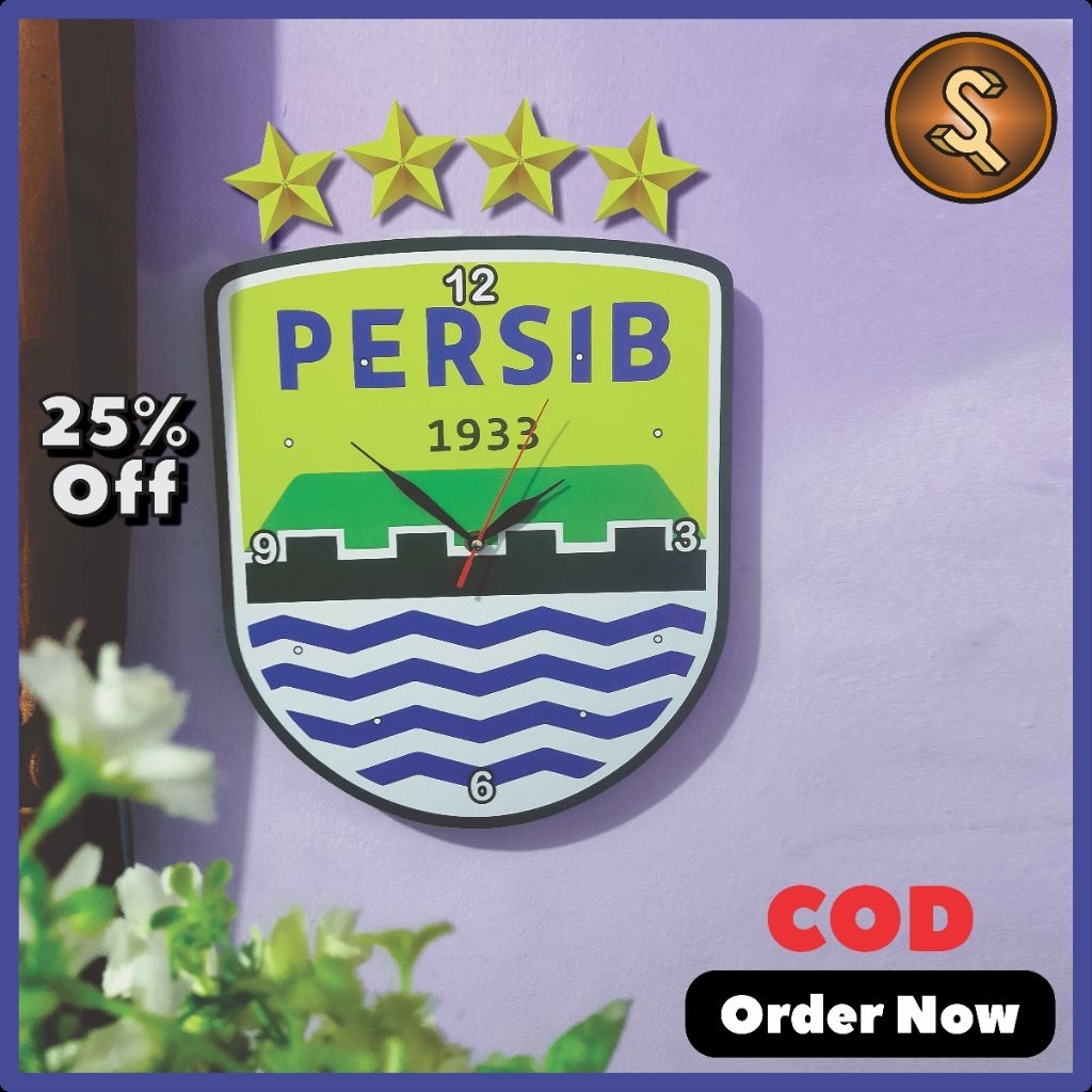 Jam Dinding Aesthetic Karakter Persib Bandung (Nu Aing)