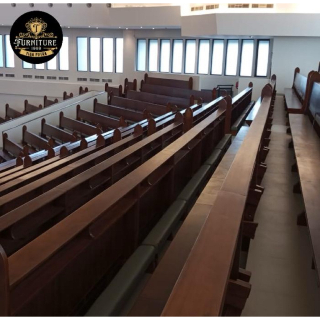 set bangku gereja kayu jati