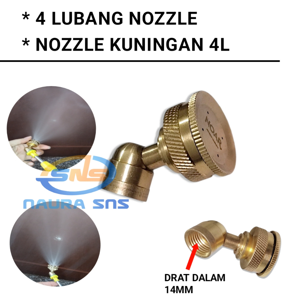 NOZZLE / SPUYER / NOZLE SPRAYER ELEKTRIK / KNAPSAK LUBANG 4 KUNINGAN