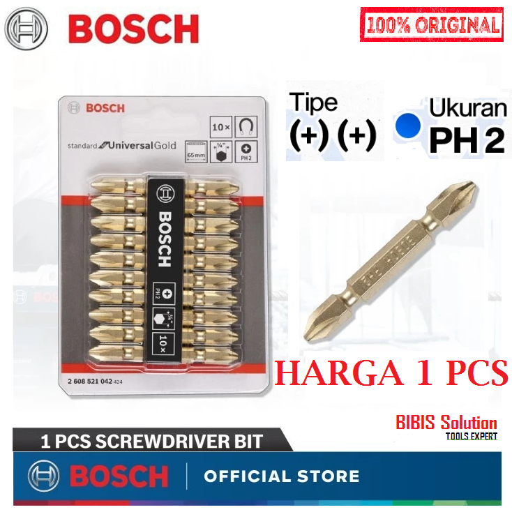 Mata Obeng Angin PH2x65mm Plus Mata Bor Bosch Kuning /Mata Obeng Gypsum 65mm Driver Bor + BOSCH
