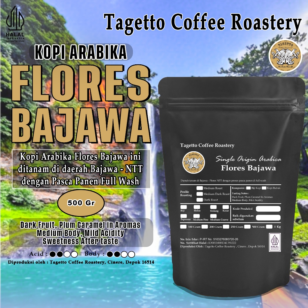 

ASLII KOPI ARABIKA FLORES BAJAWA 500GR BIJI ATAU BUBUK ARABICA COFFEE