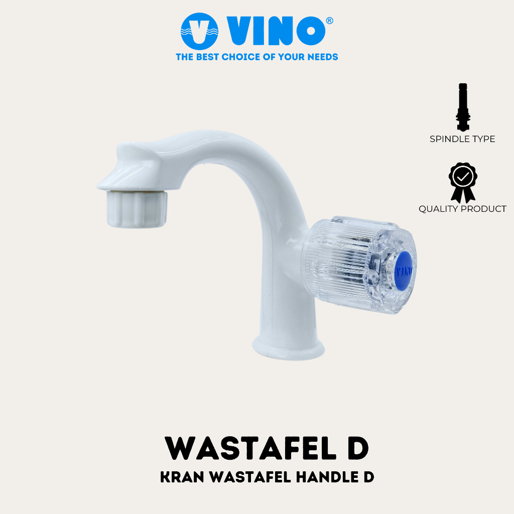 VINO KRAN WASTAFEL D - Kran WastafelHandle D Plastik - Keran Air Wastafel - Putih / White, Biru / Bl