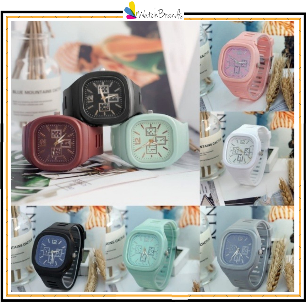 WBS Jam Tangan Analog Chrono Pria Wanita Rubber Quartz Fashion Couple Anak Remaja Premium RM035