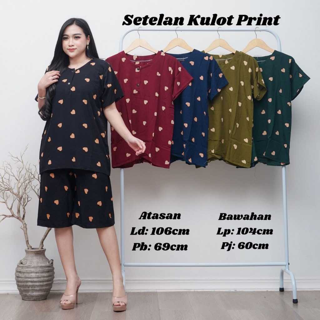 Setelan Baju Tidur Pendek Edisi Cabutan Setelan Batik Celana Kulot Baju Santai Adem Nyaman Daster
