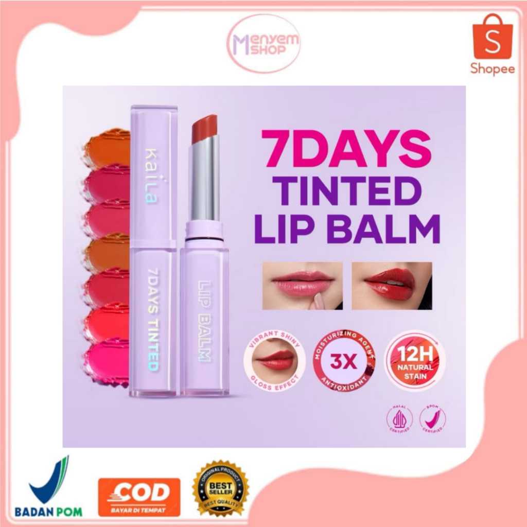 Kaila Beaute 7 Days Tinted Lip Balm - Smooth Watery Texture - Vivid Lips All Day Long - Glossy & Shi