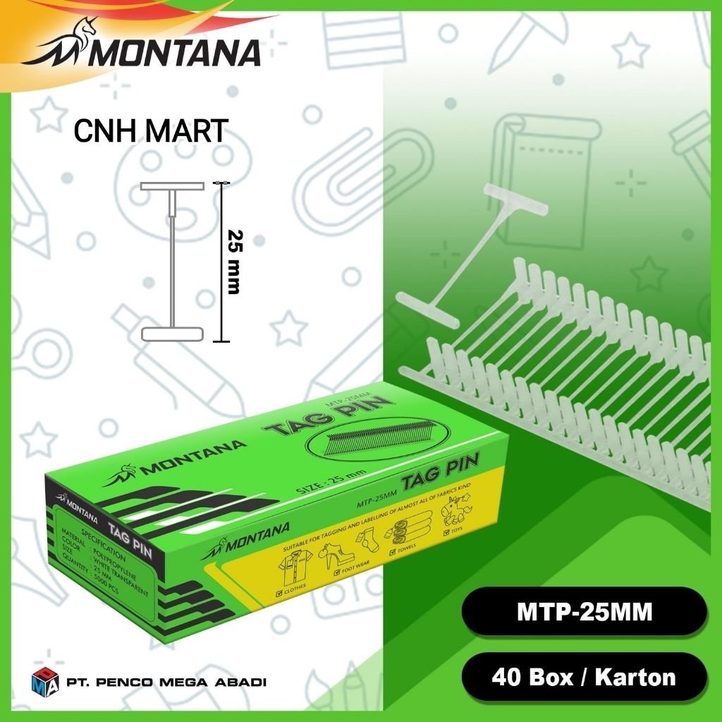 

(5000)PCS Refril Tag Pin - Isi Ulang Tag pin Montana MTP -25MM