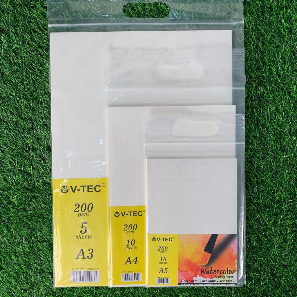 

Kertas Cat air V-tec Watercolor Paper A5 A4 A3 200 GSM Cold Press Painting Paper