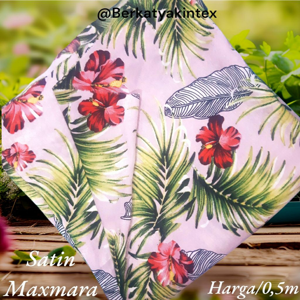 KAIN SATIN MAXMARA PREMIUM MOTIF BUNGA - KAIN SATEN MOTIF KEMBANG - KAIN MOTIF BUNGA HARGA/0,5M